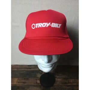 Vintage Troy-Bilt Trucker Hat Snapback Foam Front Cap Red Mesh Logo One Size 80s